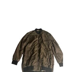 Zara Basic Olive Green Quilted Bomber Jacket - Size Small